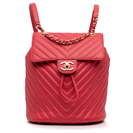 Chanel Red Small Chevron Calfskin Urban Spirit Rucksack