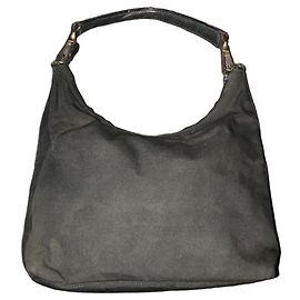 Gucci Borsa Hobo in tela nera e pelle