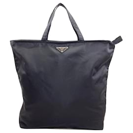 Borsa a mano in nylon nero Prada