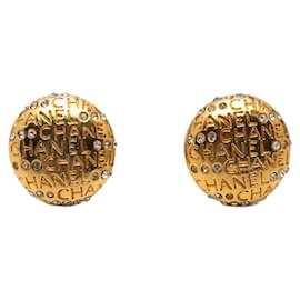 Orecchini a clip Chanel Vintage placcati oro e strass