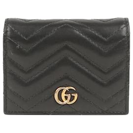 Gucci Gg Marmont Kartenetui aus schwarzem Matelassé-Leder