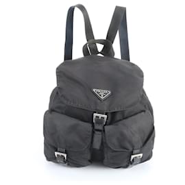 Prada Nylon Leather Tessuto Logo Backpack Black ref.3099036 - Joli