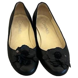 Chanel Leder Ballerinas mit Camellia-Detail
