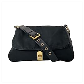 Borsa a tracolla in nylon nero Prada