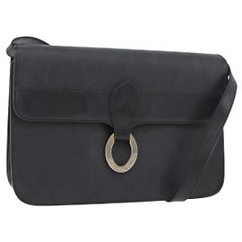 Borsa a Spalla Christian Dior Trotter Canvas PVC Nero Oro Auth 178171