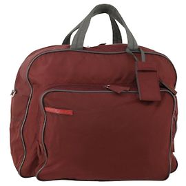 Borsa Boston PRADA Sports Nylon Bordeaux Argento Auth ti3840