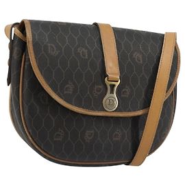 Borsa a Spalla Christian Dior Honeycomb Canvas PVC Nero Oro Auth 178065