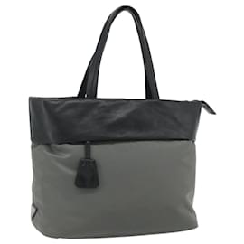 Borsa PRADA in nylon e pelle grigio nero Auth ka4199A