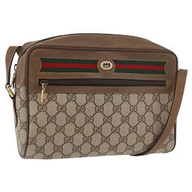 Borsa GUCCI GG Supreme Web Sherry Line PVC Beige Oro 119 02 088 Auth BA12405