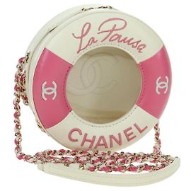 CHANEL Matelasse Cruise Line Chain Bag Pelle Bianco Oro CC Auth 178074SM