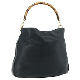 Borsa a Spalla GUCCI Bamboo in Pelle Nera e Oro 001 1577 2615 Auth bs34923