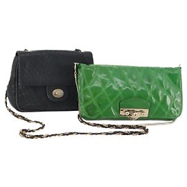 Borsa a tracolla BALLY pelle Patent 2 Set Nero Verde Autentica 173296