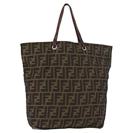 Borsa Tote FENDI Zucca Canvas Nero Marrone Auth bs35018