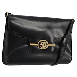 Borsa a Spalla GUCCI in Pelle Nera con Dettagli Oro Auth 177849