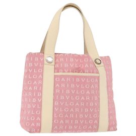 Bulgari Sac à main BVLGARI Logo Mania Canvas Rose Argent Auth 178503A