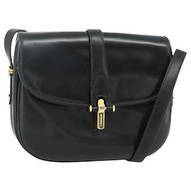 Borsa a Spalla GUCCI in Pelle Nera con Dettagli Oro Auth 177470