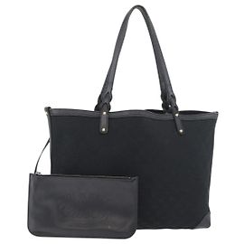 Borsa Tote GUCCI in tela Nero Oro 247209 Auth 178246