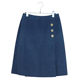 Saia CELINE Denim Azul Ouro Auth 177454V - Céline