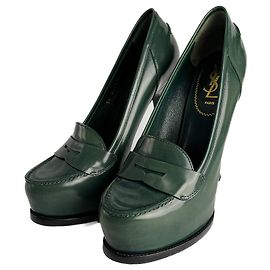 Saint Laurent Décolleté TribToo 140 in pelle 40 Verde Militare