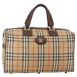 Borsa Boston Burberrys Nova Check in tela beige e oro Auth 175137