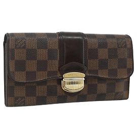 LOUIS VUITTON Damier Ebene Portefeuille Sistina Long Wallet N61747 Auth bs35096