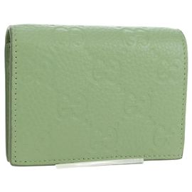 Cartera Bifold GUCCI GG Canvas Guccissima de cuero verde y oro 815901 Auth BA12479M