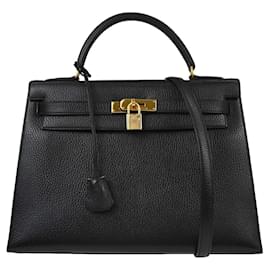 Hermès Hermes Kelly Black Ardennes with Gold Hardware 32