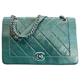 Borsa Vintage Chanel Crumpled Calfskin Bi-Quilted Full Flap 2018