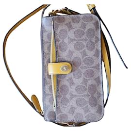 Borsa a tracolla Coach Signature Monogram Marrone e Giallo