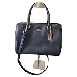 Borsa a mano Coach in pelle nera granulata