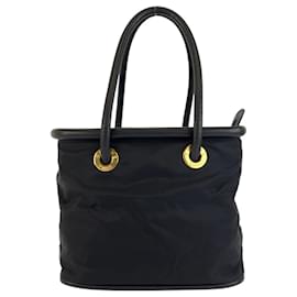 Borsa Celine Vintage Circle Logo in nylon nero e pelle - Céline