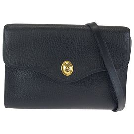 Borsa a tracolla in pelle nera vintage Christian Dior