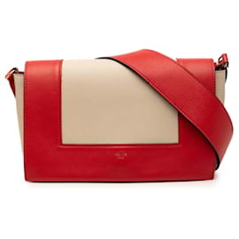 Borsa a tracolla con struttura in pelle di vitello liscia lucida beige Medium di Celine - Céline