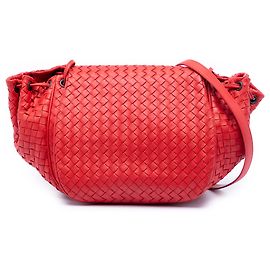Bottega Veneta Borsa a tracolla con patta in nappa rossa Intrecciato