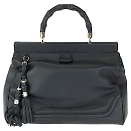 Borsa a mano Gucci Bamboo in pelle nera