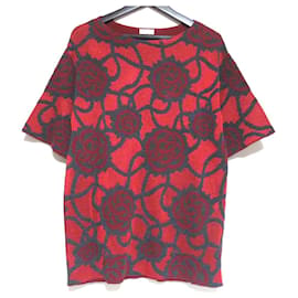 Autre Marque Suéter de punto de manga corta con estampado de rosas Dries Van Noten