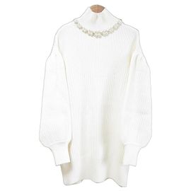 Autre Marque Simone Rocha Rollkragenpullover aus Rippstrick mit Perlenbesatz