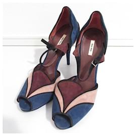 Sandales à talons hauts séparées en daim Miu Miu