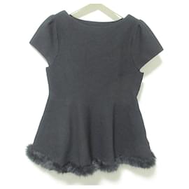Autre Marque CELFORD Strickpullover mit Pelzbesatz und Peplum-Saum