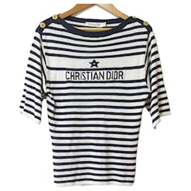 Top in maglia a righe in cashmere e seta Christian Dior
