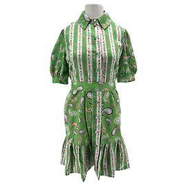 Autre Marque Hayley Menzies Grünes Baumwollkleid mit Print