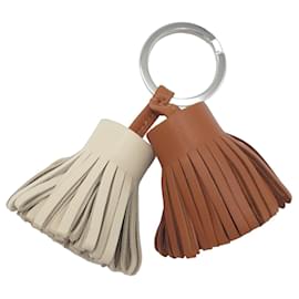 Hermès Porte-clés Carmen Uno-Dos Cuir Milo Gold/Craie