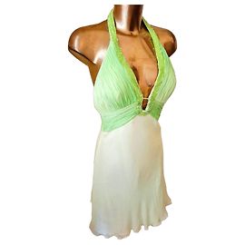 Autre Marque Gelbes Seidenchiffon Cocktail- und Festkleid