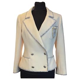 Chanel Tweed Jacke Frühjahr 2005 Creme Gr. 36