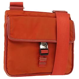 Borsa a Spalla PRADA Nylon Arancione Argento Auth BA12584A