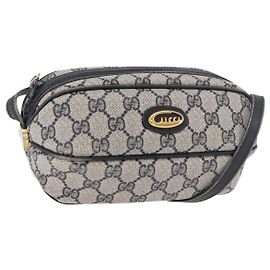Bolso de Hombro GUCCI GG Supreme PVC Azul Marino Oro 001 261 0981 Auth 180048
