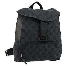 Zaino GUCCI GG Canvas Nero Argento 019 0352 Auth 177495A