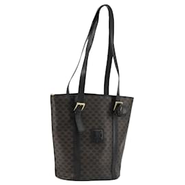 Borsa Tote CELINE Macadam in tela PVC e pelle nera e oro Auth 179349 - Céline