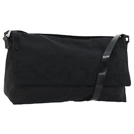 Borsa a Spalla FENDI Zucca Canvas Nera Argento Auth 177493A
