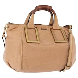 Borsa Chloe Etel in pelle 2way Beige Gold Auth hk3719A - Chloé